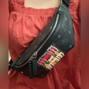 Black Crossbody Bag with Colorful Pattern